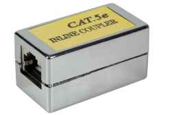 Modular- Kupplung Kategorie 5e,  Buchse RJ45/ Buchse RJ45,  vollgeschirmt, metallisiert, mit Schirmblechen,  Belegung: 1:1