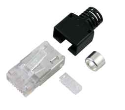 Kategorie 5e RJ45 Stecker Stewart SS37,  inclusive Guide Plate und Crimpring,  ohne Knickschutztülle,  Verpackungseinheit: 100 Stück (Preisangabe hier proStück)