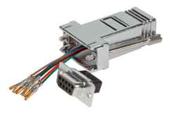 Modular-Adapter auf DSub-Verbinder,  DB09 Buchse/ RJ45 Buchse,  metallisiertes Gehäuse, geschirmt,  frei konfigurierbar