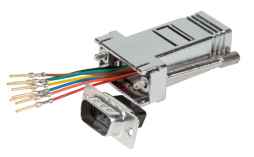 Modular-Adapter auf DSub-Verbinder,  DB2 Stecker/ RJ45 Buchse,  metallisiertes Gehäuse, geschirmt,  frei konfigurierbar