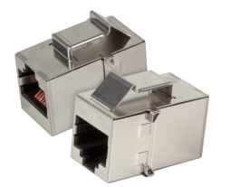 Einbauadapter Snap-in,  E-TA 8/8 RJ45, Edelstahl,  Buchse/ Buchse, geschirmt,  Belegung: 1:1