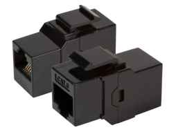 Kategorie 6 UTP Modular Adapter Snap-in,  RJ45 8/8 Buchsen 1:1 ungeschirmt,  Kunststoffgehäuse schwarz