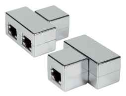 T-Modular-Adapter,  ET-AT 8/8, RJ45 etallisiertes Gehäuse,  Buchse/ 2x Buchse,  Belegung: 1: 8-fach belegt,  auch für ISDN-Anwendungen geeignet