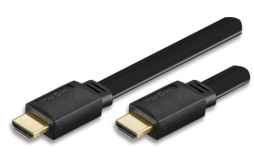 HDMI High Speed Flach Kabel mit Ethernet A/A M/M, schwarz • Anschlüsse A / A Stecker / Stecker • Vergoldete Steckverbinder • HDMI Ethernet Channel: unterstützt Internet über HDMI (HEC) • Unterstützt Audio Return Channel (ARC) • Unterstützt 3D: Definiert E