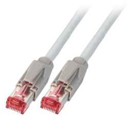 Netzwerkkabel Patchkabel LanDSL Kabel RJ45 Cat6A halogenfrei, Kabel Dätwyler 7702 grau/ Stecker Hirose TM21