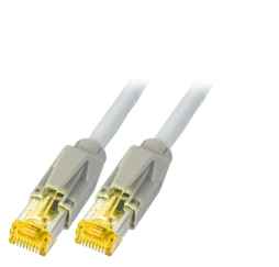 Netzwerkkabel Patchkabel LanDSL Kabel RJ45 Cat6A halogenfrei, Kabel Corning FutureCom grau/ Stecker AMP Commscope