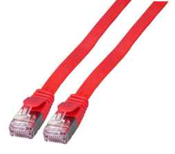 Netzwerkkabel  Flachpatchkabel LanDSL Kabel RJ45 Cat6A PVC rot