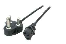 Stromversorgungskabel Südafrika Powerkabel schwarz Patchkabel