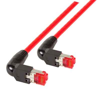 RJ45 Cat6A UC900 rot 2 x TM21 in 90° Ausführung Patchkabel
