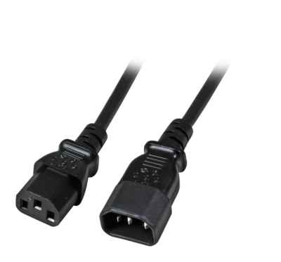 Kaltgerätekabel Verlängerung Stecker C14 auf Buchse C13 schwarz Patchkabel